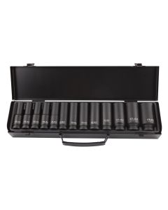 LONG HEX IMPACT SOCKET SET 10-30mm 1/2" (13 PCS)
