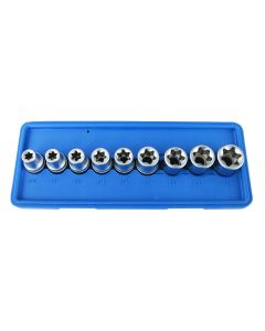 TORX "E" SOCKET SET 1/2" D. E10 TO E24 (9 PCS)