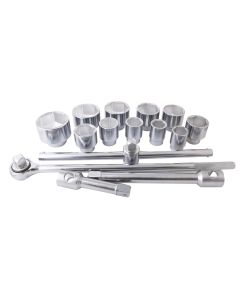 Coffret cliquet + douilles 6 pans 1" 36-80mm (15pcs)