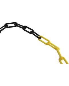 Cadena de señalización plástica amarillo/negro 25m