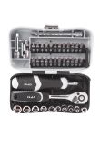 Mini ratchet 1/4" + sockets + bits set (39pcs)