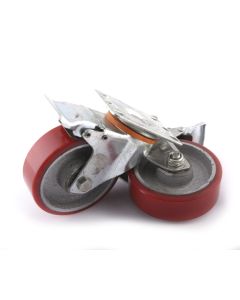 PAIR OF PIVOTING BRAKED WHEELS Ø100x31mm