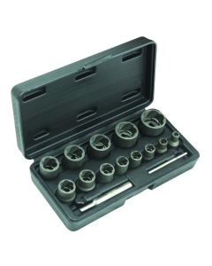 Impact twisted socket set for damaged nuts Ø6-27mm (15pcs)