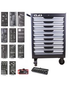 9 DRAWERS + 233 TOOL ROLLER CABINET